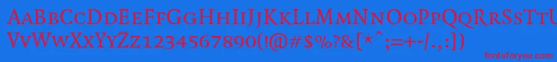 QuadraatSmallcaps Font – Red Fonts on Blue Background