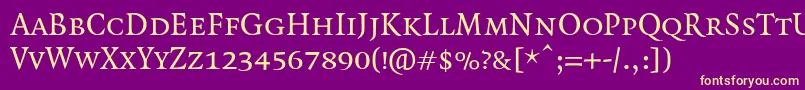 QuadraatSmallcaps Font – Yellow Fonts on Purple Background
