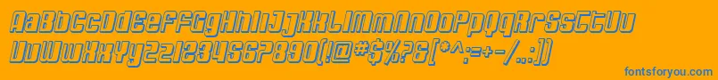 SfDecotechnoShadedOblique-Schriftart – Blaue Schriften auf orangefarbenem Hintergrund