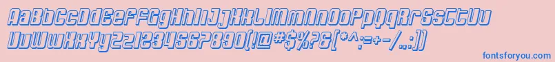 SfDecotechnoShadedOblique-Schriftart – Blaue Schriften auf rosa Hintergrund
