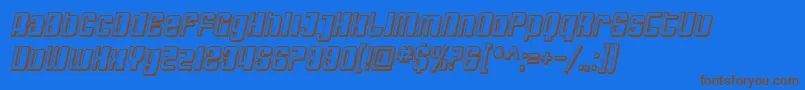 フォントSfDecotechnoShadedOblique – 茶色の文字が青い背景にあります。