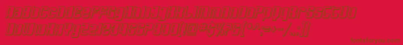 Fonte SfDecotechnoShadedOblique – fontes marrons em um fundo vermelho