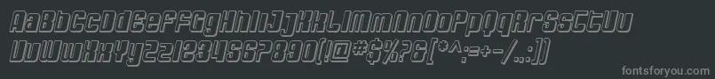 Шрифт SfDecotechnoShadedOblique – серые шрифты на чёрном фоне