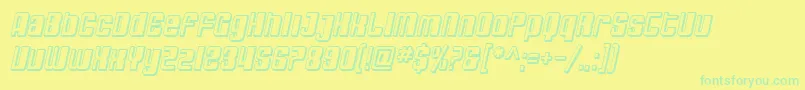 SfDecotechnoShadedOblique-Schriftart – Grüne Schriften auf gelbem Hintergrund