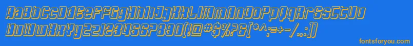 SfDecotechnoShadedOblique-Schriftart – Orangefarbene Schriften auf blauem Hintergrund