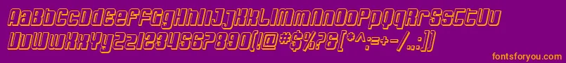Fonte SfDecotechnoShadedOblique – fontes laranjas em um fundo violeta
