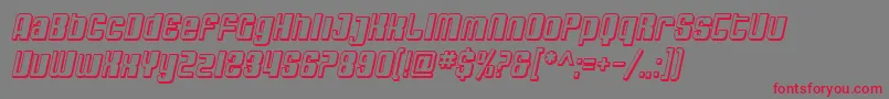 フォントSfDecotechnoShadedOblique – 赤い文字の灰色の背景