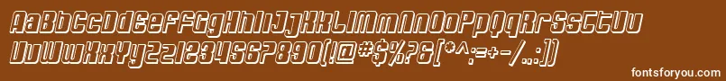 Czcionka SfDecotechnoShadedOblique – białe czcionki na brązowym tle