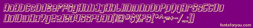 Saiba mais sobre a fonte SfDecotechnoShadedOblique Fonte SfDecotechnoShadedOblique – fontes amarelas em um fundo roxo