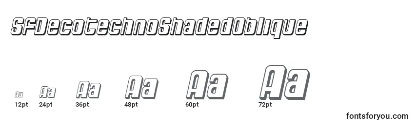 Размеры шрифта SfDecotechnoShadedOblique