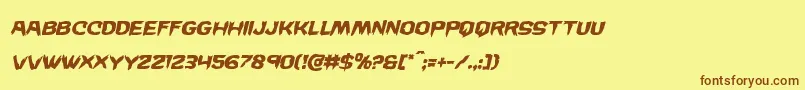 フォントWickermanital – 茶色の文字が黄色の背景にあります。