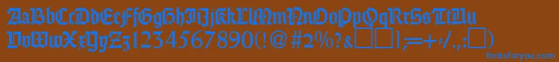 GothicRegularDb-Schriftart – Blaue Schriften auf braunem Hintergrund