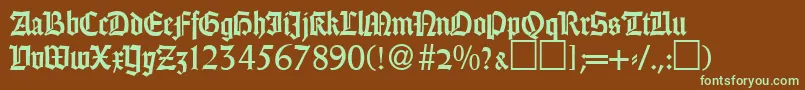 GothicRegularDb Font – Green Fonts on Brown Background