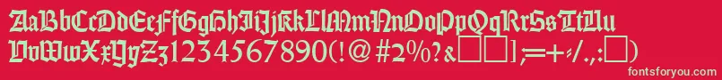 GothicRegularDb Font – Green Fonts on Red Background