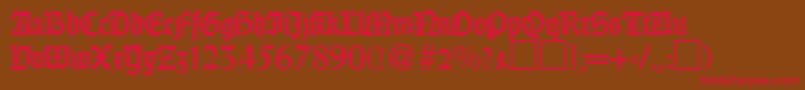フォントGothicRegularDb – 赤い文字が茶色の背景にあります。