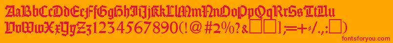 GothicRegularDb-Schriftart – Rote Schriften auf orangefarbenem Hintergrund