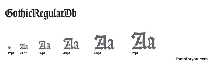 Размеры шрифта GothicRegularDb
