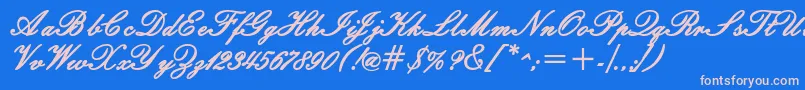 Fonte WindemerescriptsskBold – fontes rosa em um fundo azul