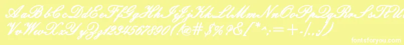 Fonte WindemerescriptsskBold – fontes brancas em um fundo amarelo