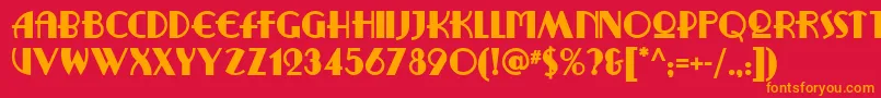 フォントRitzyremixnf – 赤い背景にオレンジの文字