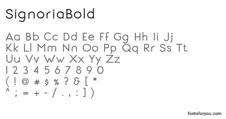 Шрифт SignoriaBold – алфавит, цифры, специальные символы