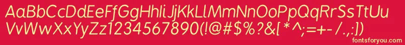 Bpreplayitalics-Schriftart – Gelbe Schriften auf rotem Hintergrund