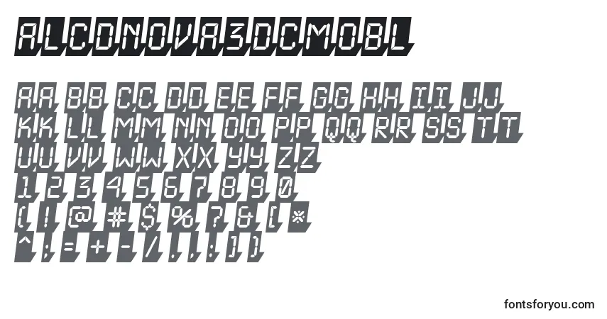 A fonte ALcdnova3Dcmobl – alfabeto, números, caracteres especiais