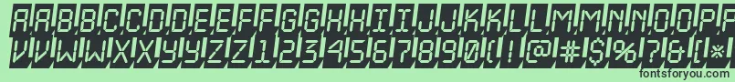 ALcdnova3Dcmobl-fontti – mustat fontit vihreällä taustalla