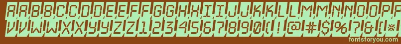 ALcdnova3Dcmobl-fontti – vihreät fontit ruskealla taustalla