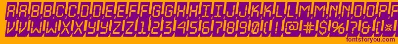 ALcdnova3Dcmobl-Schriftart – Violette Schriften auf orangefarbenem Hintergrund