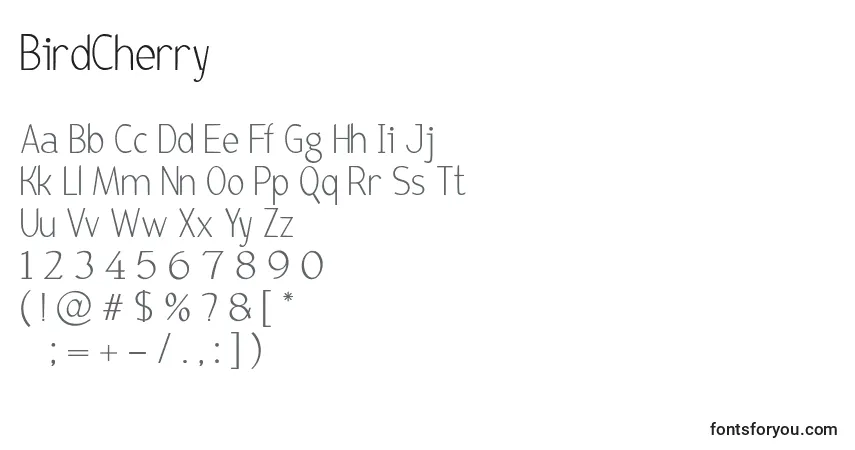 Czcionka BirdCherry – alfabet, cyfry, specjalne znaki