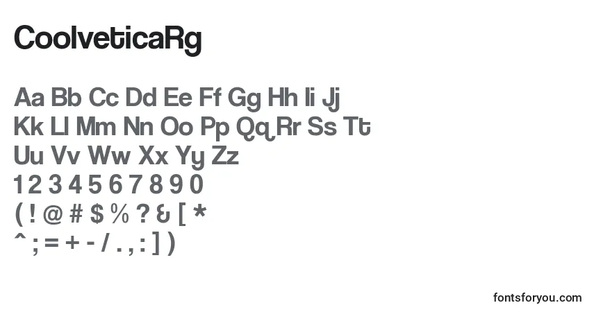 Schriftart CoolveticaRg – Alphabet, Zahlen, spezielle Symbole