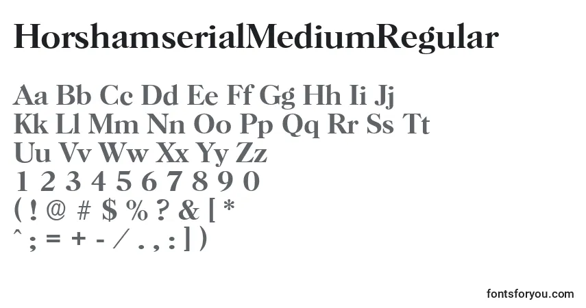 A fonte HorshamserialMediumRegular – alfabeto, números, caracteres especiais