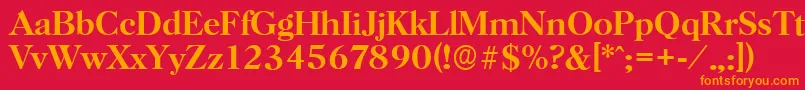 フォントHorshamserialMediumRegular – 赤い背景にオレンジの文字