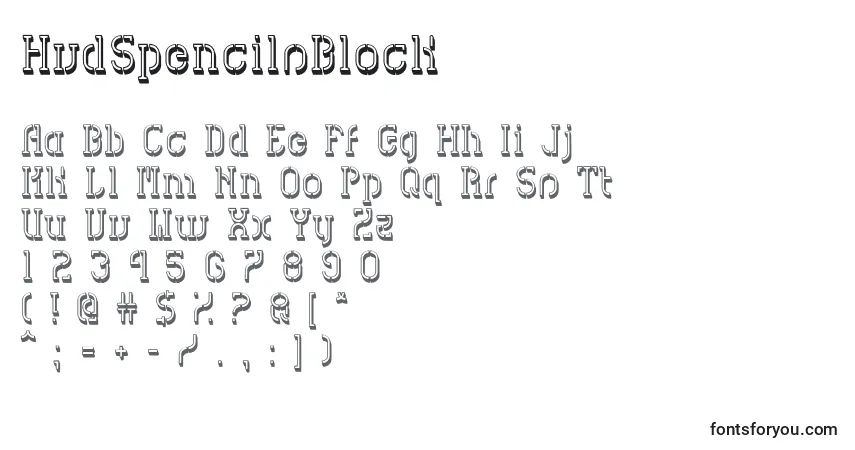 Czcionka HvdSpencilsBlock – alfabet, cyfry, specjalne znaki