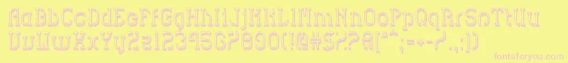 HvdSpencilsBlock-fontti – vaaleanpunaiset fontit keltaisella taustalla