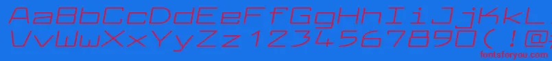 LarabiefontxtItalic Font – Red Fonts on Blue Background