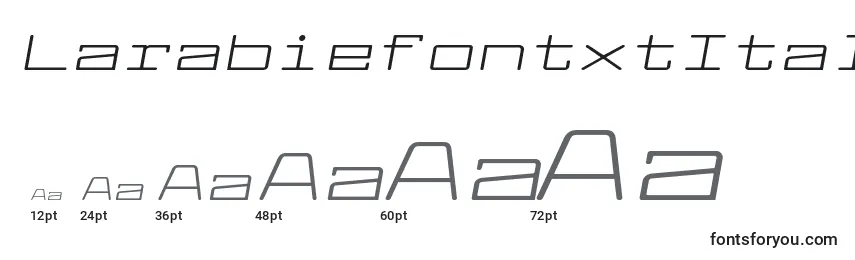 Размеры шрифта LarabiefontxtItalic