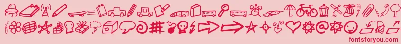 Fonte Lindkvist2 – fontes vermelhas em um fundo rosa