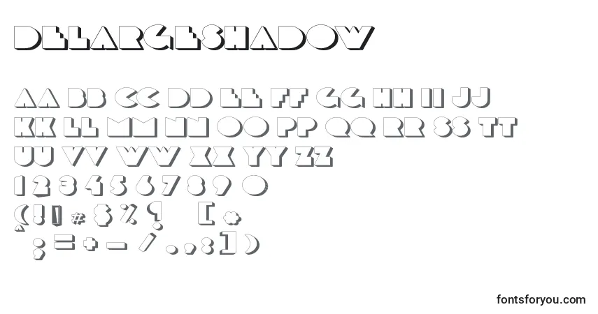 Delargeshadow-fontti – aakkoset, numerot, erikoismerkit