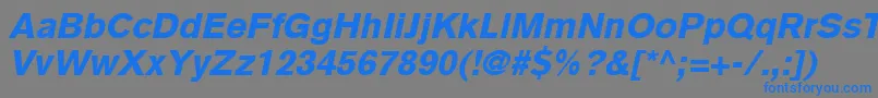 フォントBasiccommercialLtBlackItalic – 灰色の背景に青い文字