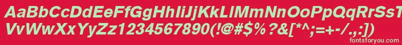 フォントBasiccommercialLtBlackItalic – 赤い背景に緑の文字