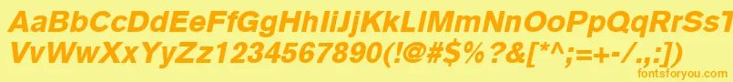 BasiccommercialLtBlackItalic Font – Orange Fonts on Yellow Background