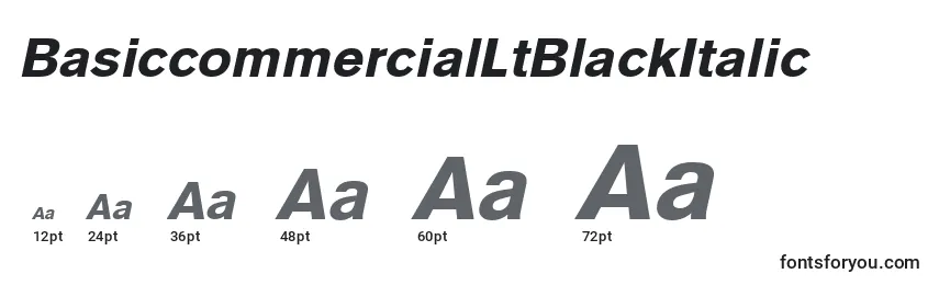 BasiccommercialLtBlackItalic-fontin koot