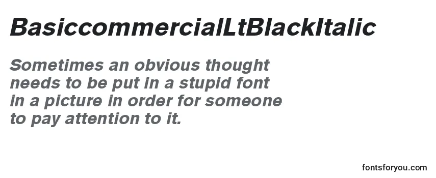 Review of the BasiccommercialLtBlackItalic Font