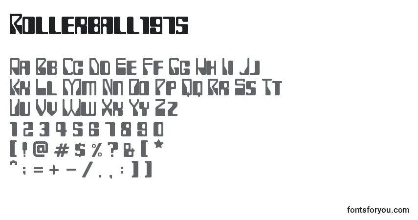 Rollerball1975-fontti – aakkoset, numerot, erikoismerkit