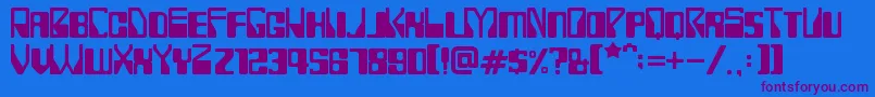 Więcej informacji o czcionce Rollerball1975 Czcionka Rollerball1975 – fioletowe czcionki na niebieskim tle
