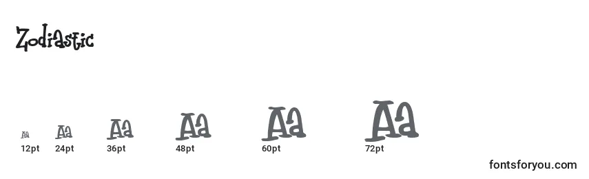 Размеры шрифта Zodiastic