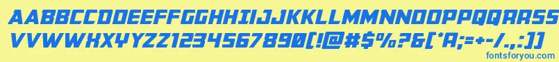 Buchananexpandital Font – Blue Fonts on Yellow Background