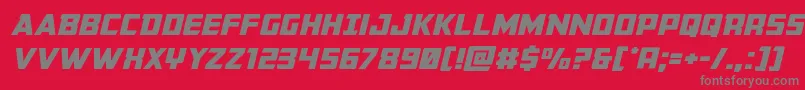 フォントBuchananexpandital – 赤い背景に灰色の文字
